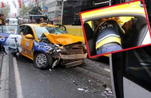 Servis şoförü direksiyon hakimiyetini kaybetti: Önce otobüse sonra taksiye çarptı