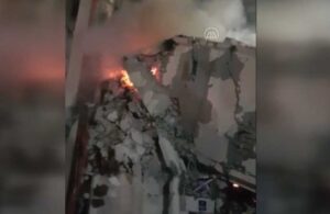 Depremde yıkılan binanın enkazında yangın çıktı!