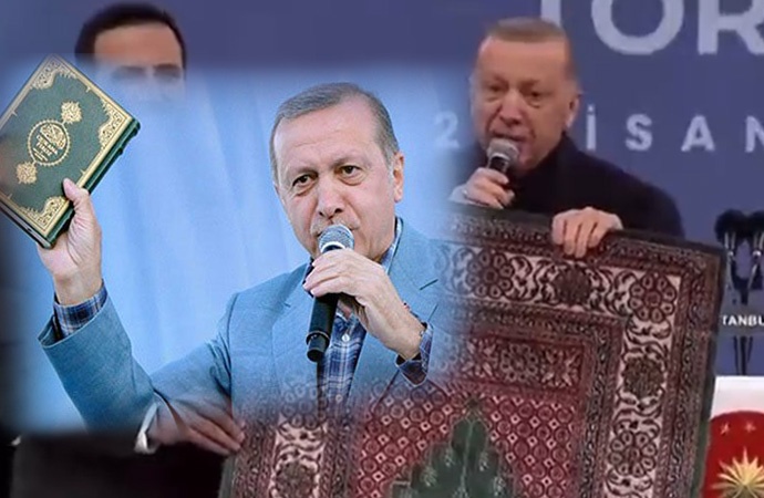 Erdoğan bu kez seccade ile çıktı