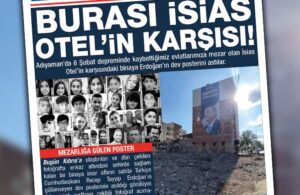 35’i öğrenci 65 kişiye mezar oldu! İsias Otel’in karşısına dev gülen Erdoğan afişi