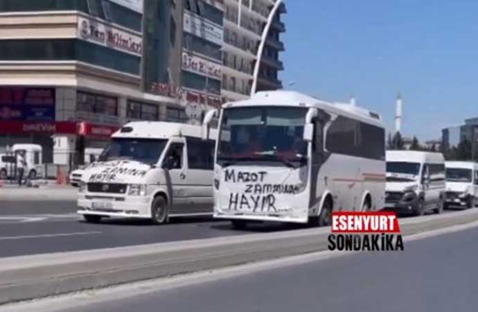 Servis sürücüleri isyan etti! İstanbul’da benzin zammı protestosu