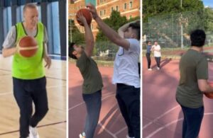 Erdoğan’ı taklit eden genç çekti: Basketbol videosunun kamera arkası…