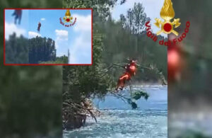 Nehre düşen kadın helikopterle kurtarıldı!