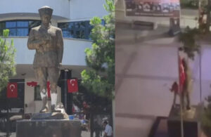 Atatürk heykeline balyozlu saldırının görüntüleri ortaya çıktı