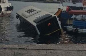 Halat koptu denize düşen İETT otobüsü 6 saat sonra çıkarıldı
