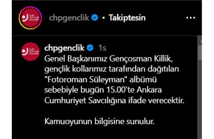 CHP Gençlik Kolları Başkanı savcılığa çağrıldı - Resim : 1