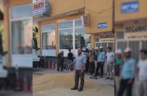 Konya’da canına tak eden çiftçiden protesto! Bir kamyon dolusu buğdayı AKP binası önüne döktü