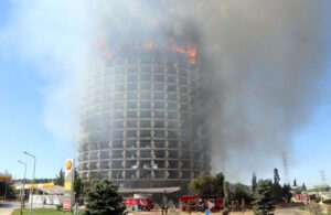 Gaziantep’te kullanılmayan otelde çıkan yangın kontrol altına alındı! Akaryakıt istasyonuna soğutma çalışması