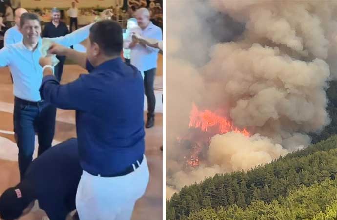 Alanya’da orman yangını devam ederken AKP’li il başkanı pistte oynadı