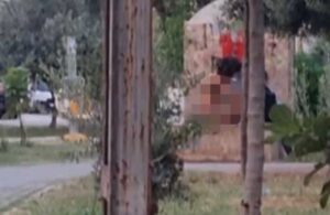 Adana’da bir kadın parkta banyo yaptı