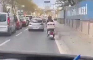 Motosikletli kurye trafikte sıkışan ambulansa yol açtı