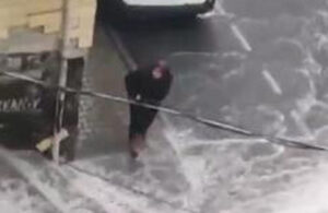 Gaziosmanpaşa’da bir kadın karşıya geçmek isterken sele kapılıp sürüklendi