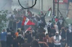 Filistin’e destek olan göstericilere gaz bombalı müdahale