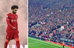 Liverpool derbiyi Salah’la kazandı, Filistin bayrakları açıldı