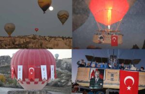 Gökyüzünde Cumhuriyet Bayramı coşkusu! Kapadokya’da 100’üncü yılda 100 balon, 100 bayrakla havalandı