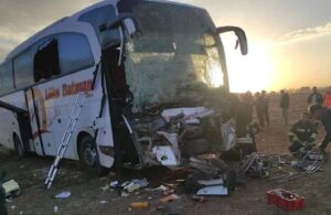Konya’da yolcu otobüsü kaza yaptı!