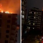 Kadıköy’de çatısına yıldırım düşen 14 katlı binada yangın