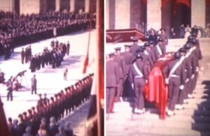 İtalyanlar renklendirdi! Atatürk’ün naaşının Anıtkabir’e naklinden yeni fotoğraflar