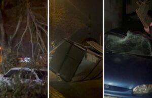 Bursa’da lodos! Ağaçlar yollara devrildi uçan çatı otomobilin üzerine düştü