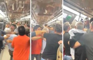 Metroda ‘tükürük’ kavgası, tekme ve yumruk atarak birbirine girdiler