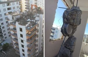 Adana’da ağır hasarlı binanın kolonunda menemen tepsisi çıktı