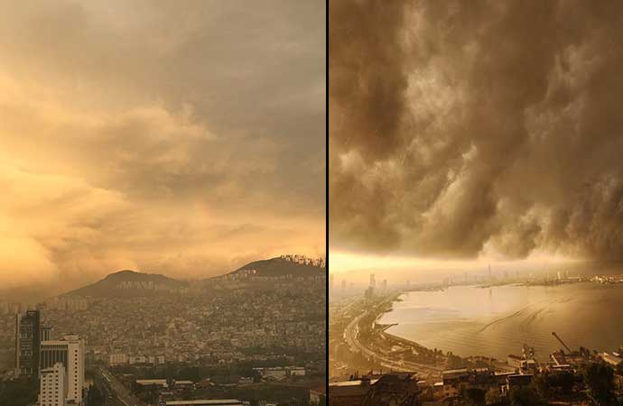 İzmir'de oluşan bulutlar görenleri hayrete düşürdü
