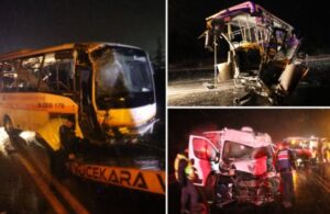 Eskişehir’de iki otobüs ve karavan çarpıştı! İkisi ağır 14 yaralı