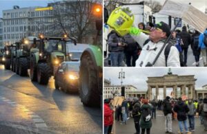 Onbinlerce çiftçi traktörleriyle Berlin’i kuşattı: Direne direne kazanacağız