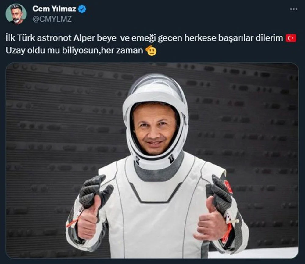Cem Yılmaz'dan Gezeravcı'ya esprili tebrik: "Konu uzay olunca..." - Resim : 1