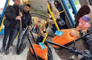 Metroda ağlayan bebek klarnet sesiyle uyudu