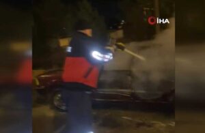 Polisin ceza keseceğini öğrenince arabasını ateşe verdi