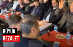 AKP’li adaya destek toplantısında Türk Bayrağı’nı ‘sofra bezi’ yaptılar