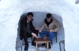 Kar yağışını fırsata çevirdi! Türkiye’nin ilk iglo kahvehanesine büyük ilgi