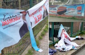 İstanbul’da çirkin provokasyon! İmamoğlu ve Aksu’nun onlarca afişi parçalandı