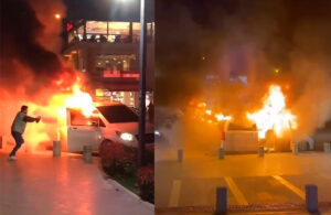 Bursa Büyükşehir Belediye Başkan adayının seçim minibüsü yandı!
