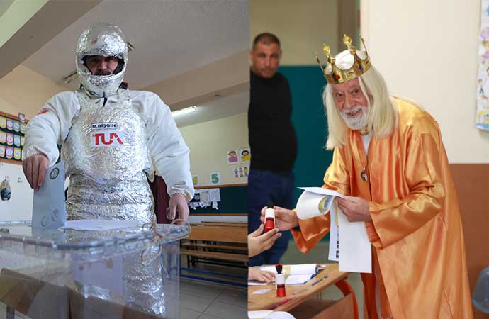Türkiye’den seçim manzaraları: İlginç kostümlerle oy kullandılar