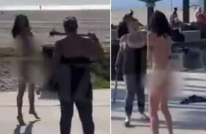 Sahilde çıplak yürüyen kadına çivili sopayla saldırdı