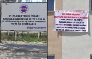 CHP’li başkan belediyenin borcunu billboardlarla duyurdu, mal varlığını binaya astı