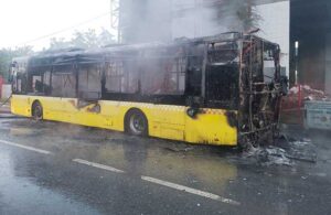 Sultanbeyli’de İETT otobüsü bilinmeyen bir nedenle yandı