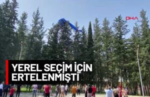Osmaniye’de kurtuluş kutlamalarında paraşüt pilotu ağaçlara takıldı