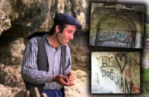 Kemal Sunal filmlerinin çekildiği binlerce yıllık mağaralara sprey boyayla zarar verildi!