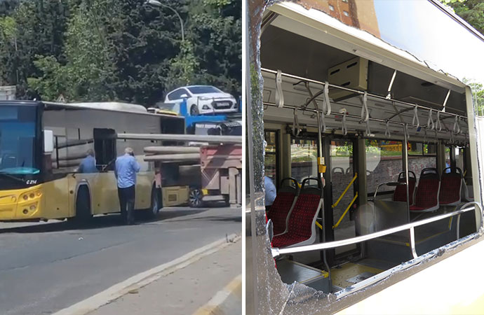 Yolcular ölümden döndü! Otobüsün camından direk girdi