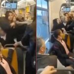 Kız öğrenciler tramvayda saç saça baş başa kavga etti!
