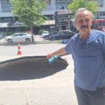 Ankara’da korkutan olay! Melih Gökçek Bulvarı’nda yol çöktü