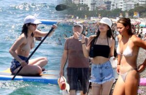 Antalya’da plajlarda bayram yoğunluğu! Sıcaktan bunalan denize atladı