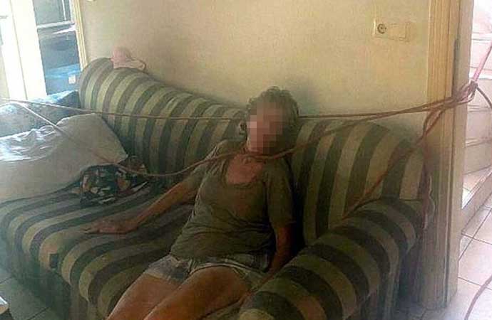 71 yaşındaki kadın boynu ve ayaklarından iple bağlanmış halde bulundu