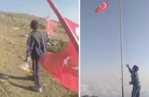 11 yaşındaki çocuk 2099 rakımlı Keldaz’a çıkıp eskiyen Türk bayrağını değiştirdi