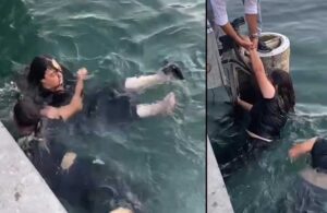 Kadıköy’de denize düşen kadın ölümden son anda kurtuldu