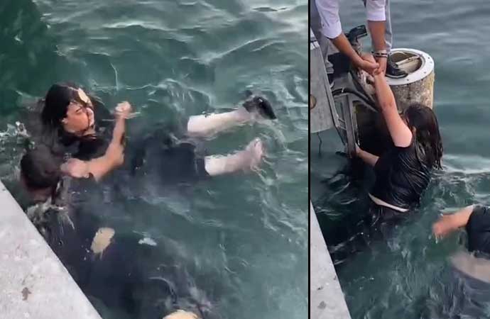 Kadıköy'de denize düşen kadın ölümden son anda kurtuldu