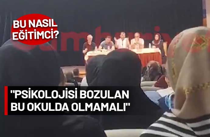 Bursa’da Mahmut Celalettin Ökten İmam Hatip Ortaokulu’nda gerçekleştirilen veli toplantısında skandal ifadeler kullanıldı. Okul müdürü olduğu iddia edilen kişi, "Şort giyen öğrenciye de başını örtmeyen öğrenciye de karışırız” dedi.